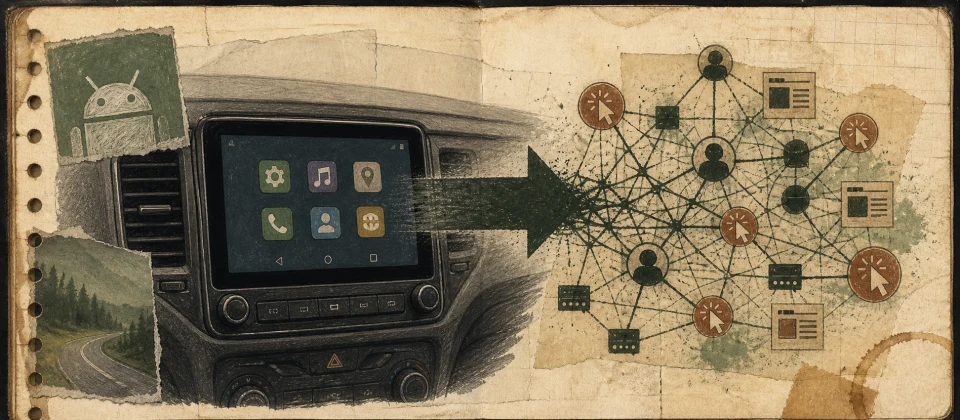 Worn journal thumbnail for the automotive head unit malware story
