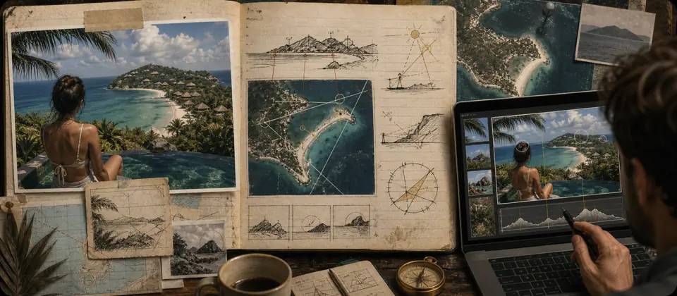 Worn journal thumbnail for the island resort geolocation story