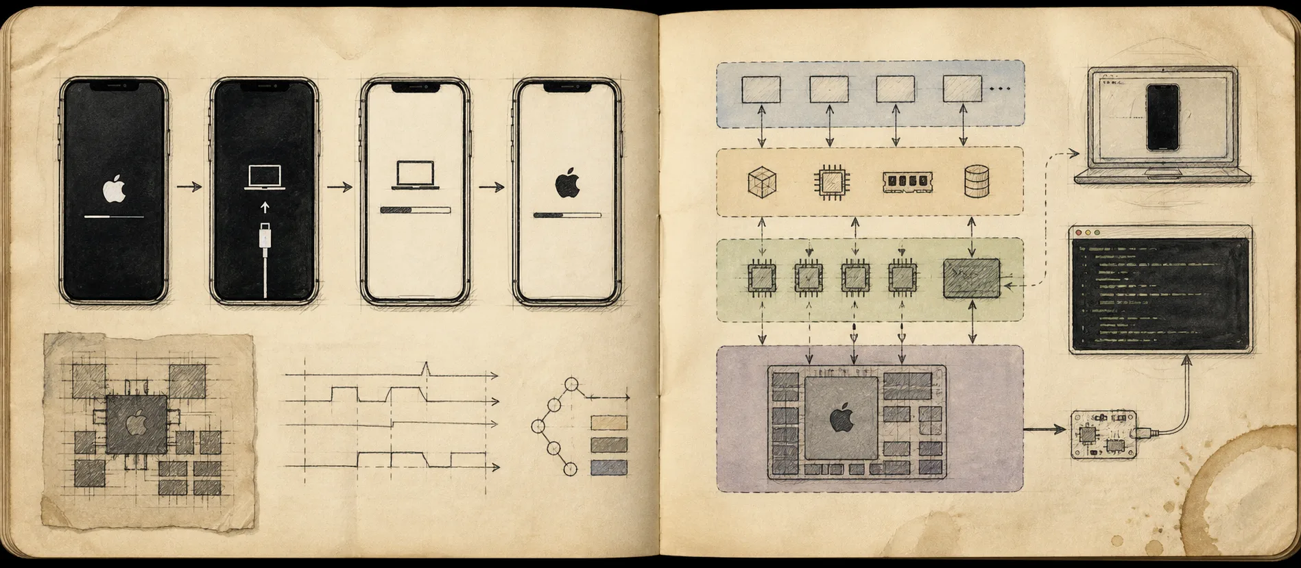 Worn journal thumbnail for the virtual iPhone tooling project