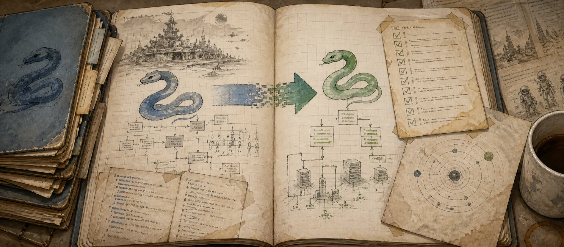 Worn journal thumbnail for the EVE Online Python 3 migration