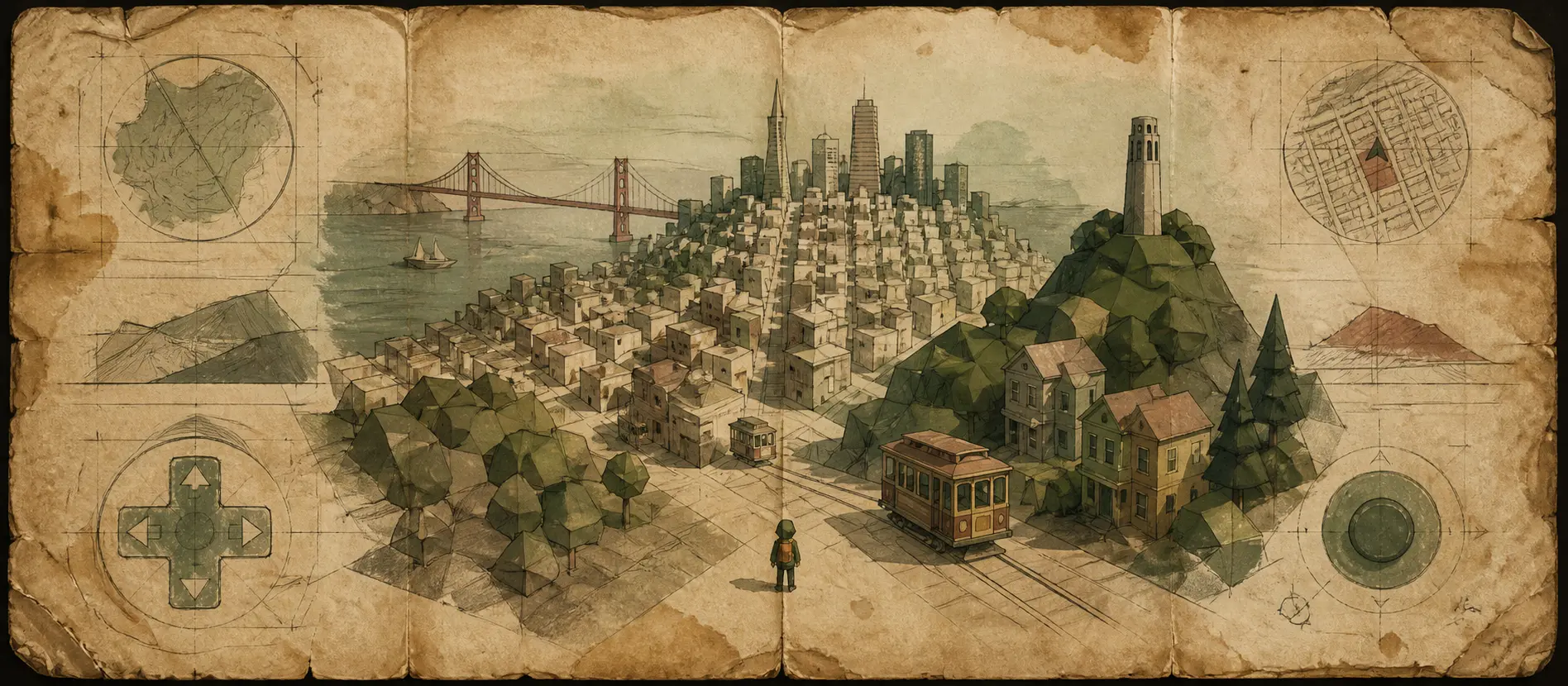 Worn journal thumbnail for the San Francisco game map