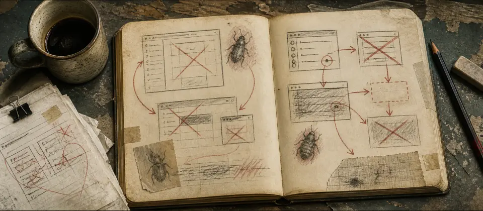 Worn journal thumbnail for the bug blindness story