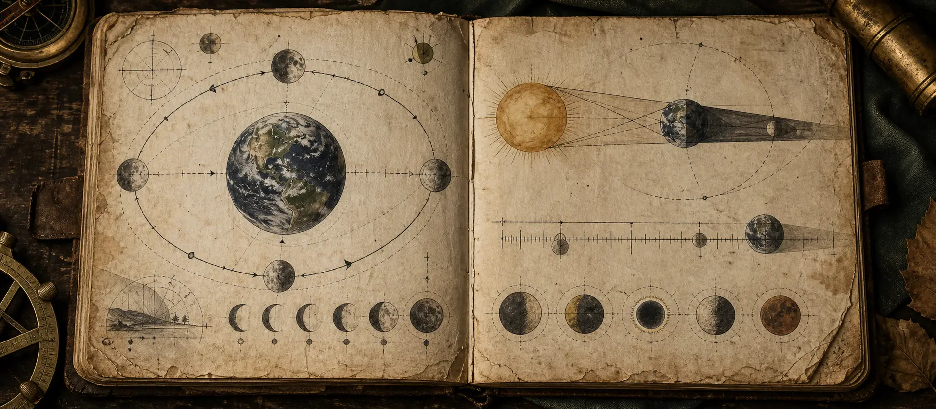 Worn journal thumbnail for the Moon interactive explainer