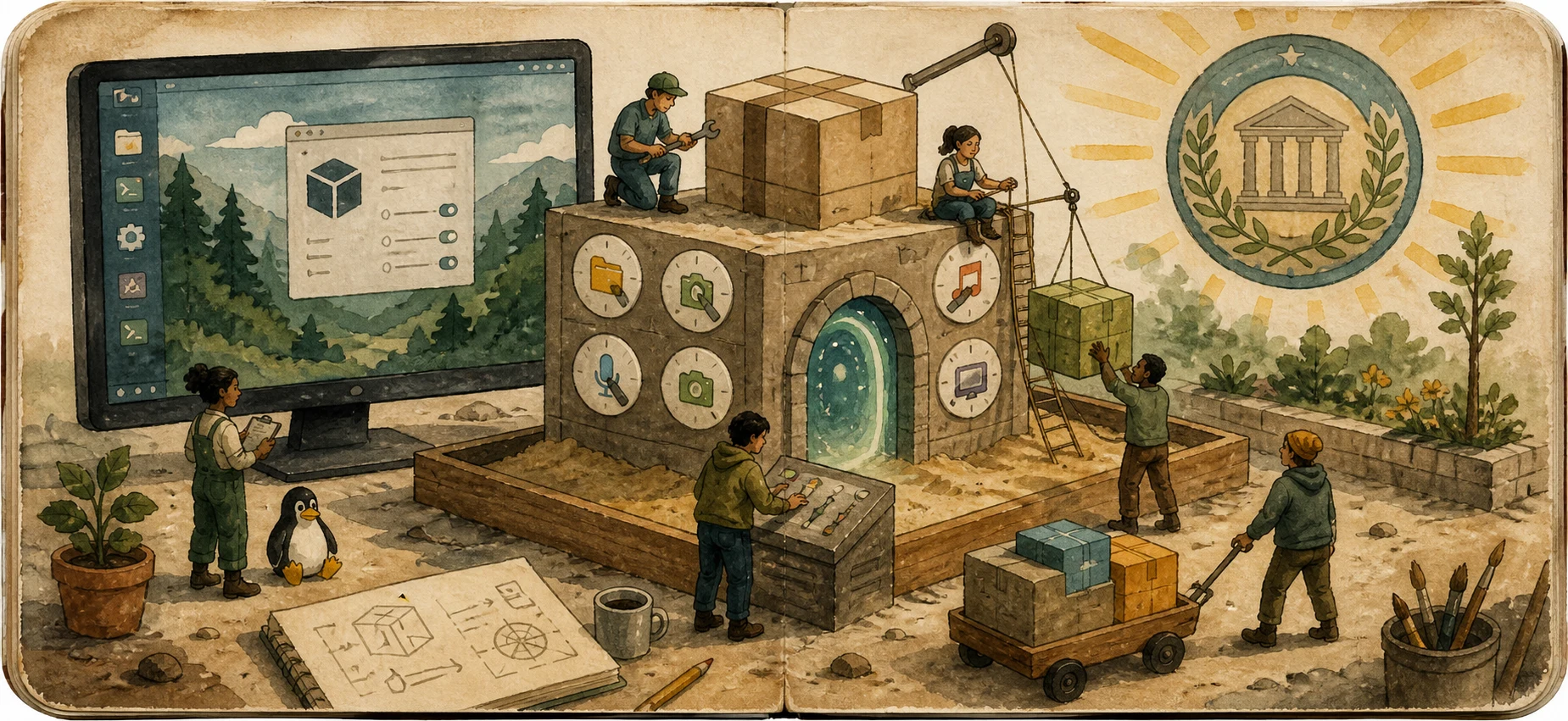 Worn journal thumbnail for the Flatpak infrastructure funding story